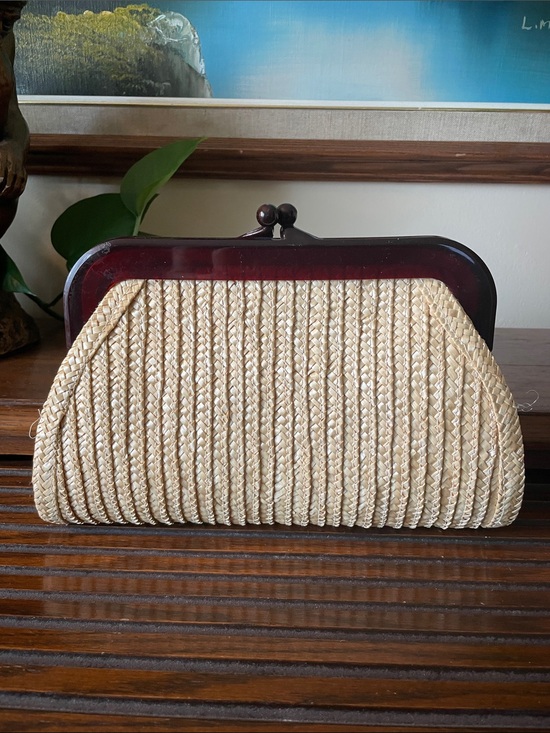 Handbags - Gorgeous woven pinup rattan wicker straw clutch purse wedding event cocktail